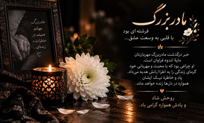 متن تسلیت فوت مادربزرگ رسمی، کوتاه به همکار، دوست، رفیق، نوه